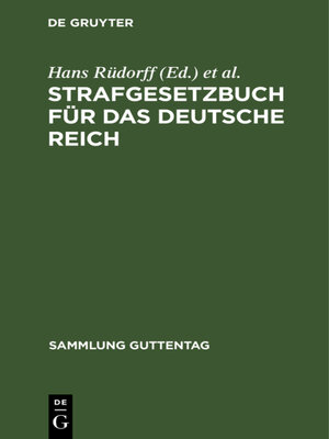 cover image of Strafgesetzbuch für das Deutsche Reich